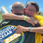Candidato a deputado federal, Delegado Augusto César participa de ato em Aracaju com Flávio Bolsonaro